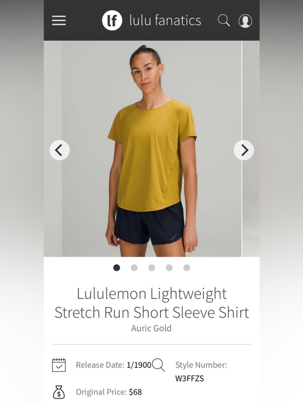 lululemon athletica Short Sleeve Run Tee - Auric Gold